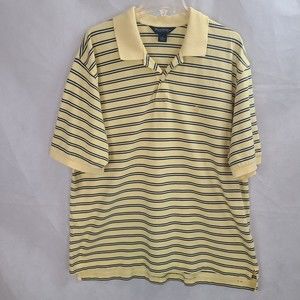 Brooks Brothers Men's (XL) Yellow w/Black Stripes Cotton Short Sleeve Polo Shirt